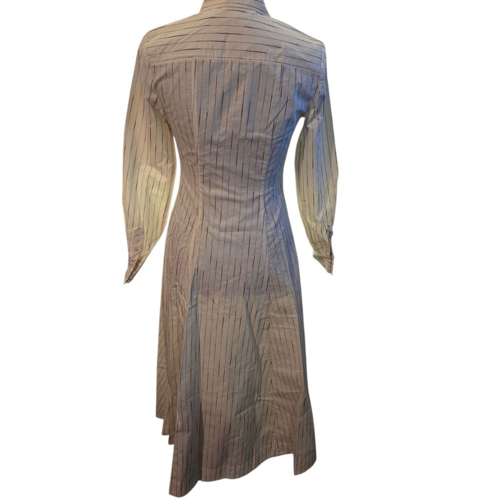 Trina Turk Long Sleeve Striped Shirtdress White Brown XS - Picture 3 of 8